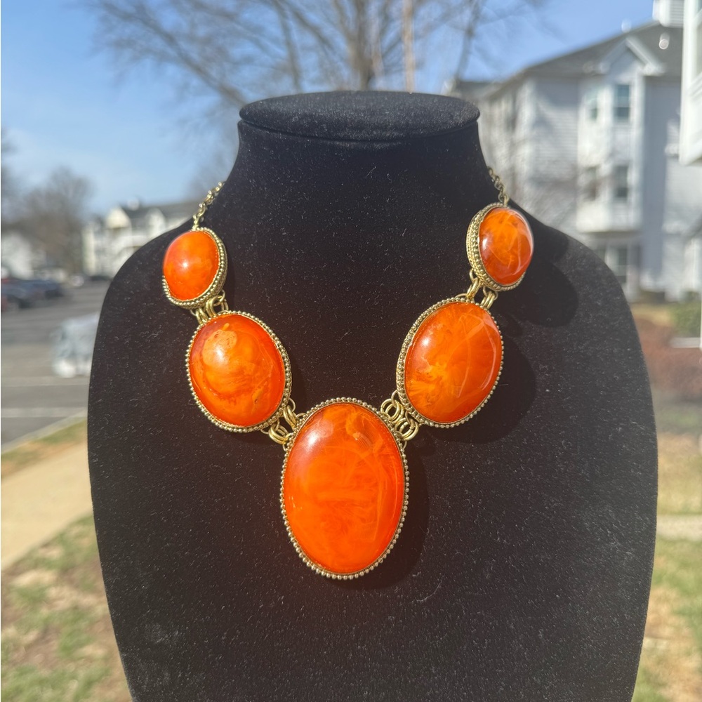 Elegant Orange Statement Necklace